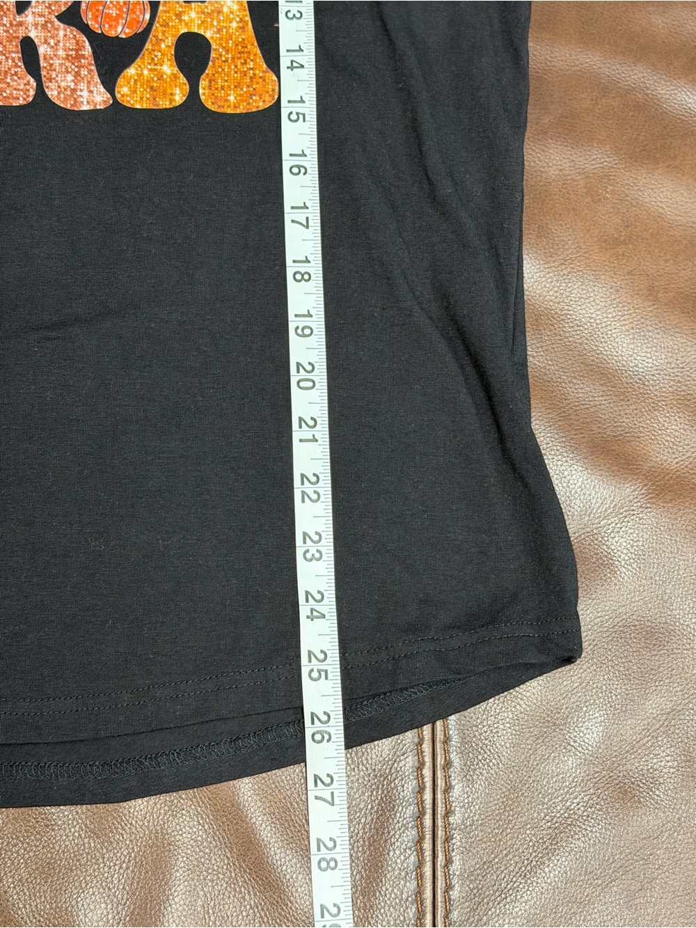 Ladies Blk Sm. “In my Pumpkin Spice Era” Raglan Tee-Leopard Pumpkin 3/4 alc #213 - Picture 4 of 7